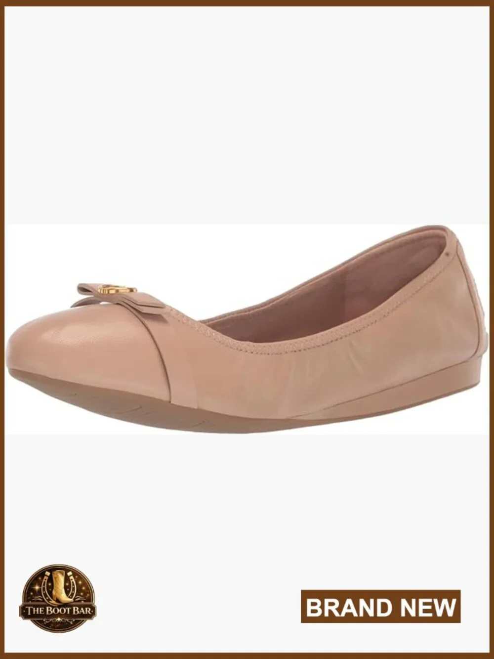 Leather Ballet Flats with Bow Detail, Demi Wedge, Padded Insole